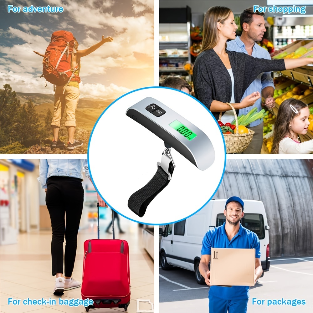 Báscula de equipaje, báscula de peso digital para accesorios de viaje,  maletas esenciales, báscula de mano portátil con sensor de temperatura,  pintura