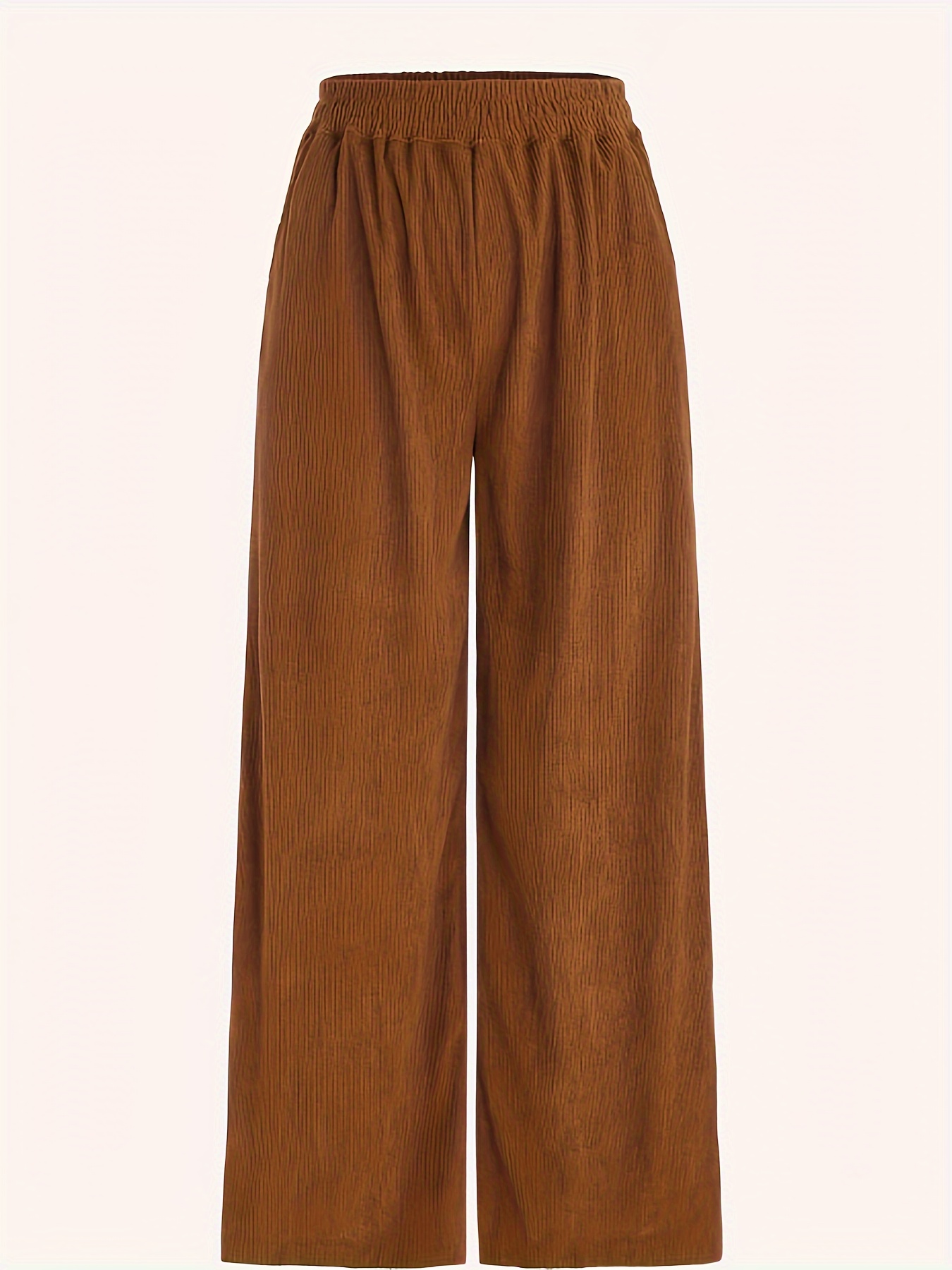 Women's High Waist Wide Leg Corduroy Pants Coffee Brown