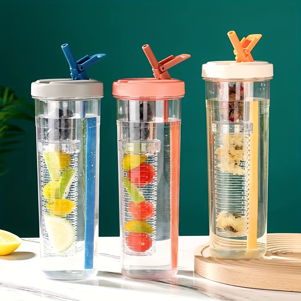 Water Cup Straw Insulated Bottles Spill Proof Plastic Kids Clear