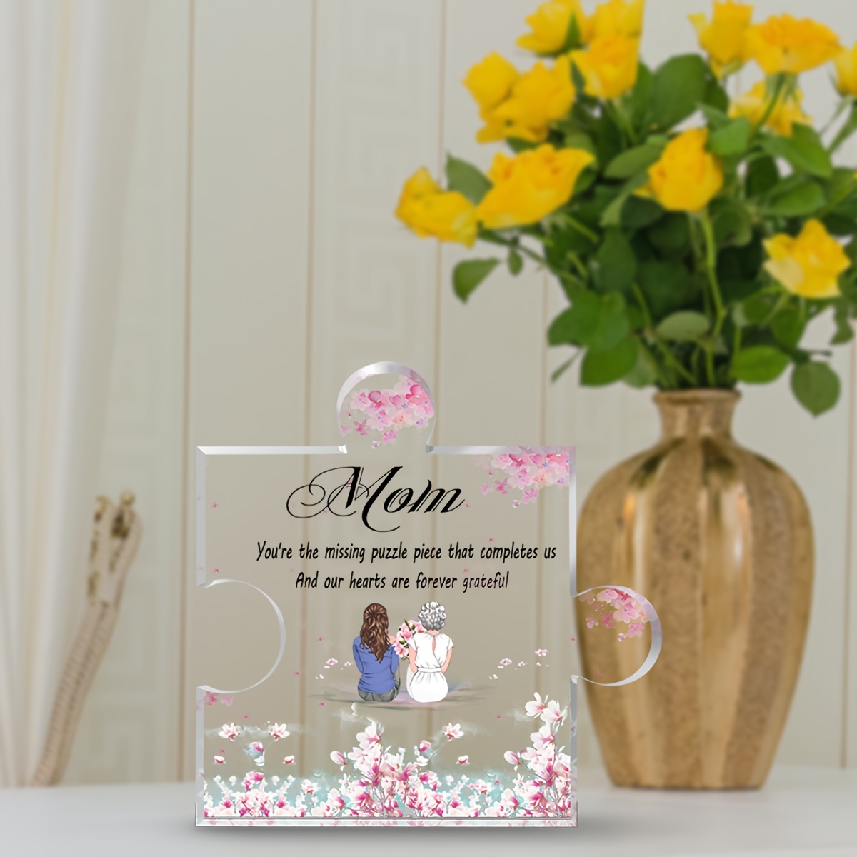 Acrylic Exquisite Flower Puzzle Decorative Gifts For Mom - Temu