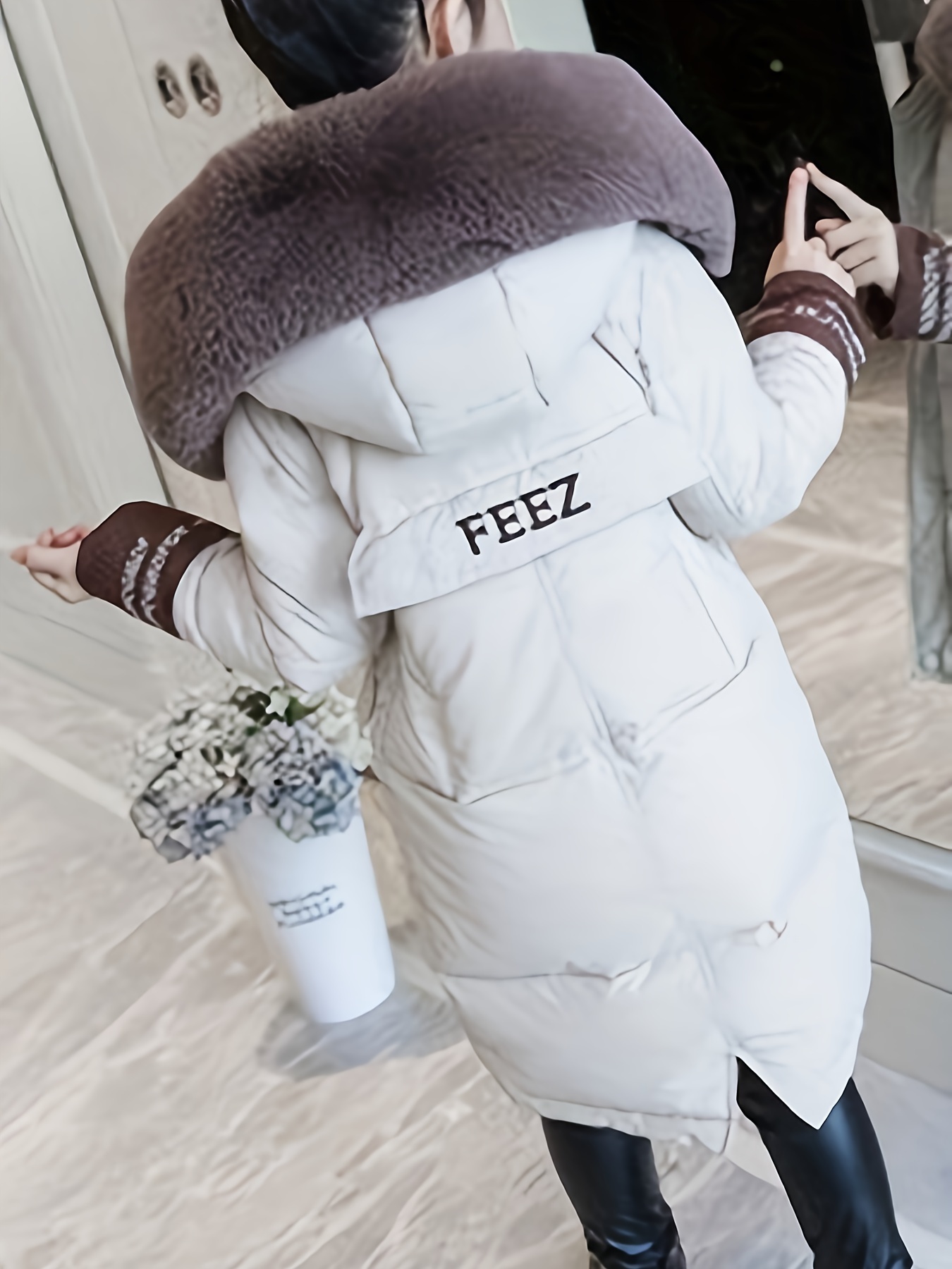 Girls Trendy Furry Hooded Collar Long Cotton padded Jacket - Temu