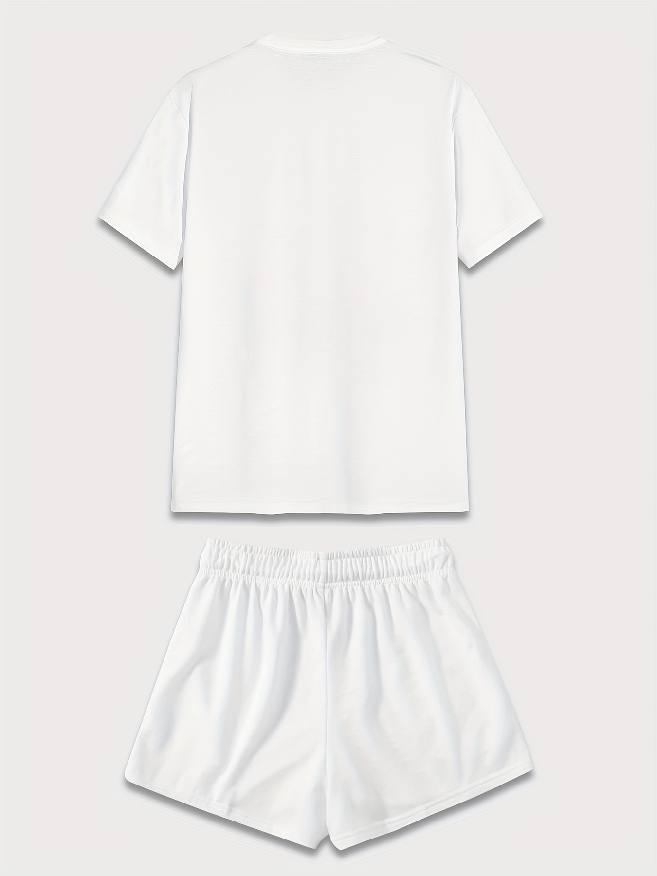 Graphic & Letter Print Casual Short Sleeve T-shirt & Drawstring Waist Set