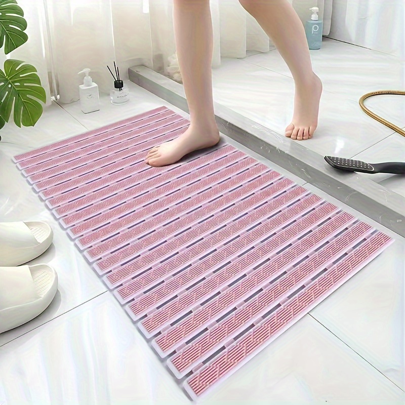 Anti Skid Bathroom Mat for Floor Bathtub Bath Shower Mat with Suction Cups  & Drain Holes
