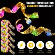 christmas tree ribbon string lights battery operated led light strips suitable for indoor and outdoor christmas decorative lights holiday parties weddings christmas camping decorative light strips that adults love details 9