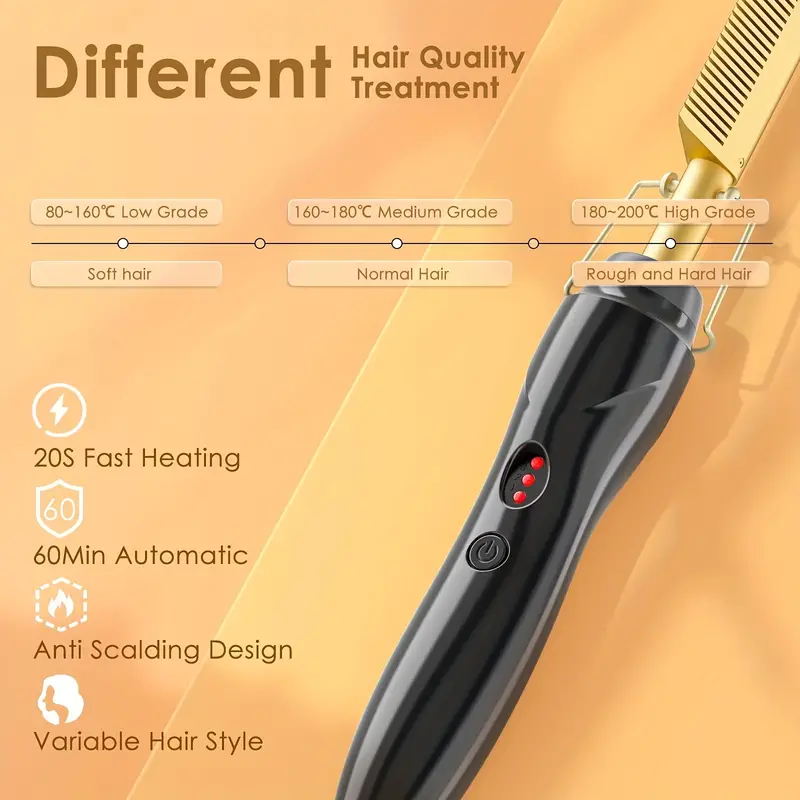 professional electric straight comb electric heating comb hair straightener electric hot comb details 0