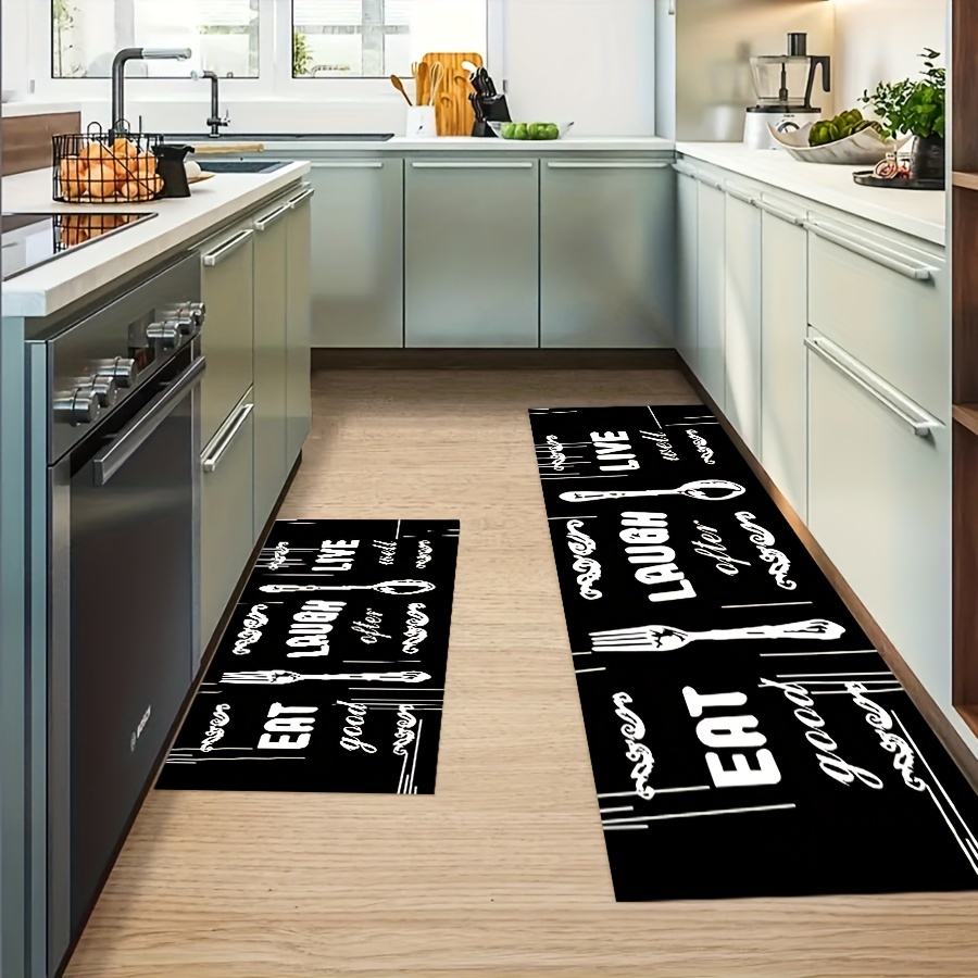 1pc Geometric Pattern Anti-slip Kitchen Rug, Modern Polyester Kitchen Mat  For Kitchen