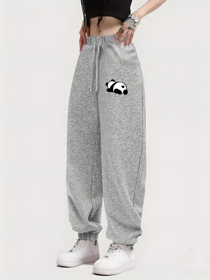 Pantalones Deportivos Holgados Estampado Panda Lindo Mujer - Temu