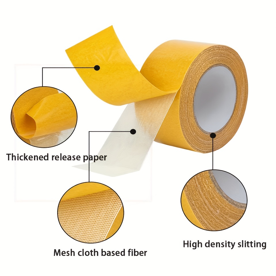  Double Sided Tape Heavy Duty Mounting Tape, 1.8 in x 33 FT  (10m) Two Sided Thin Self Adhesive Tape High Tack, Universal Clear  Removable Double Sided Tape with Fiberglass Mesh, 1