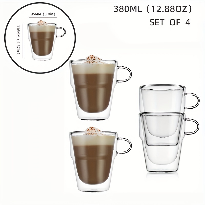 Forma Double Wall Glass Espresso Cup with Handle 3.2 Ounces 10 Count Box