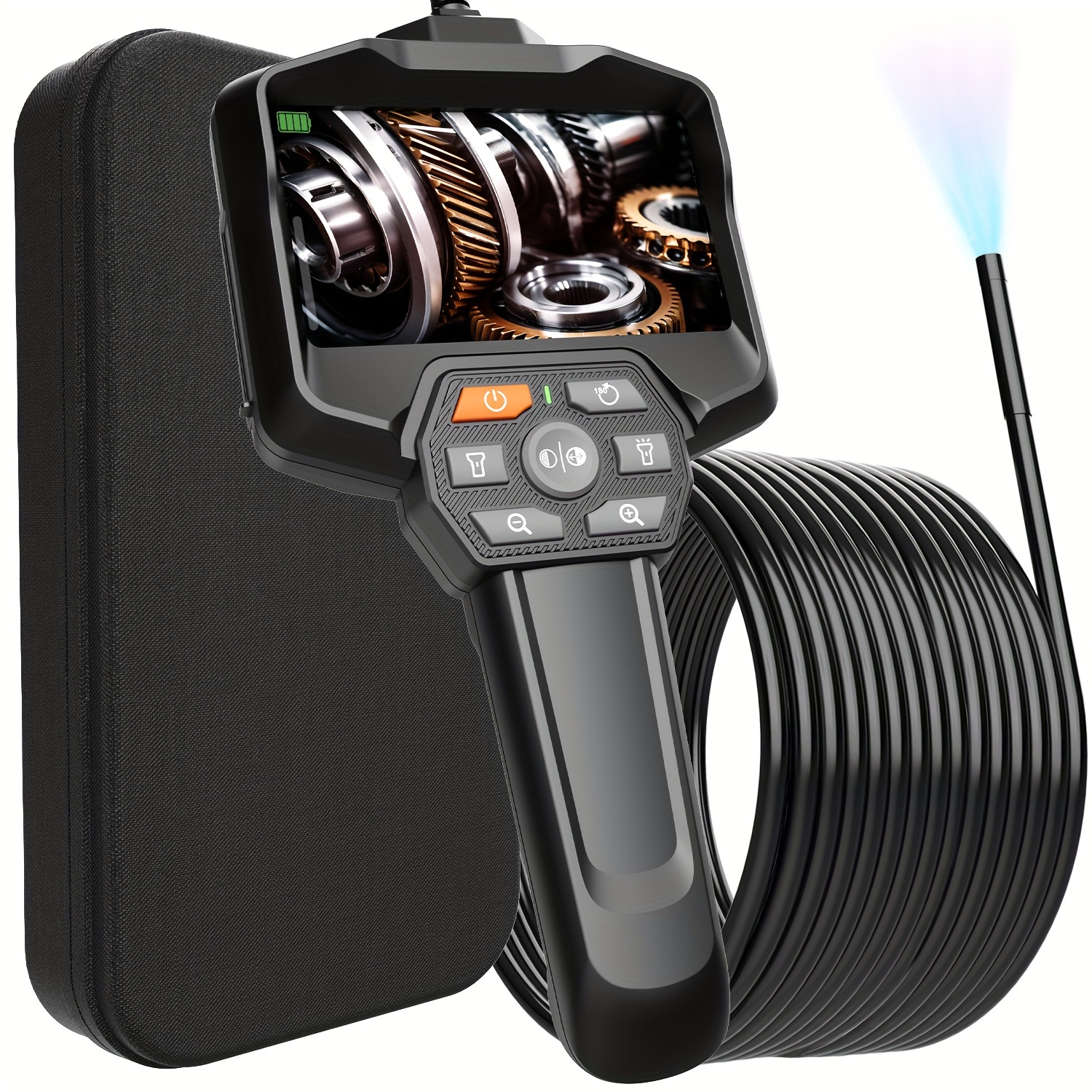 Endoscope Industriel,1080P HD Caméra Endoscopique,Endoscope d'écran IPS 4,5  Pouces avec 6 LED