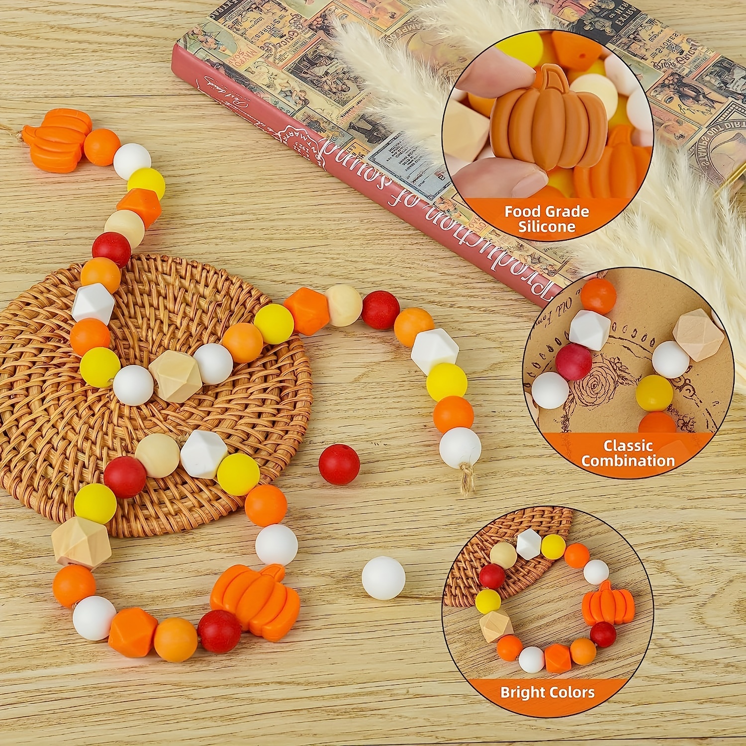 Halloween Silicone Beads Circular Silicone Beads Pumpkin - Temu