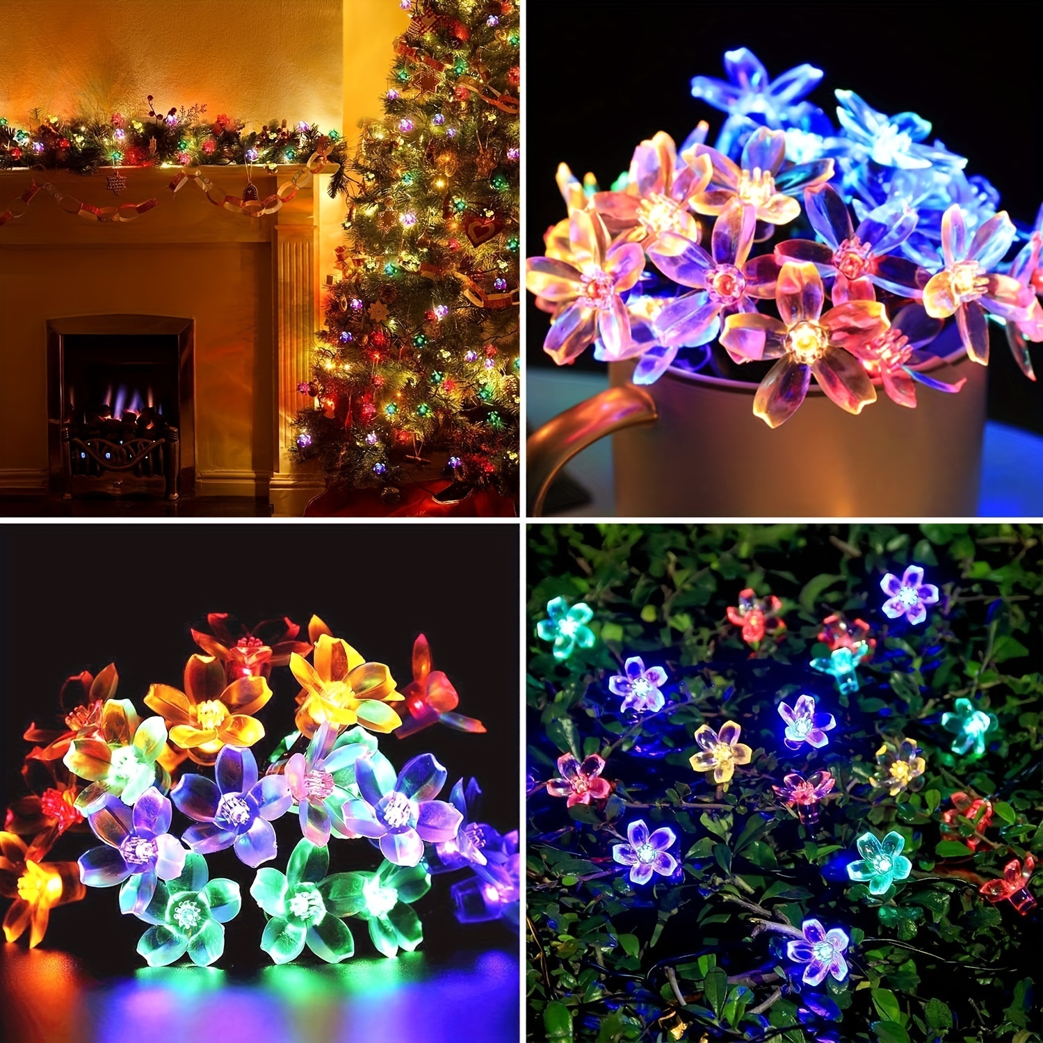 1pc 16 4ft 5m 20led solar led cherry blossoms fairy lights string waterproof outdoor lamp for christmas holiday party decoration included 2m wire halloween christmas decorations details 1