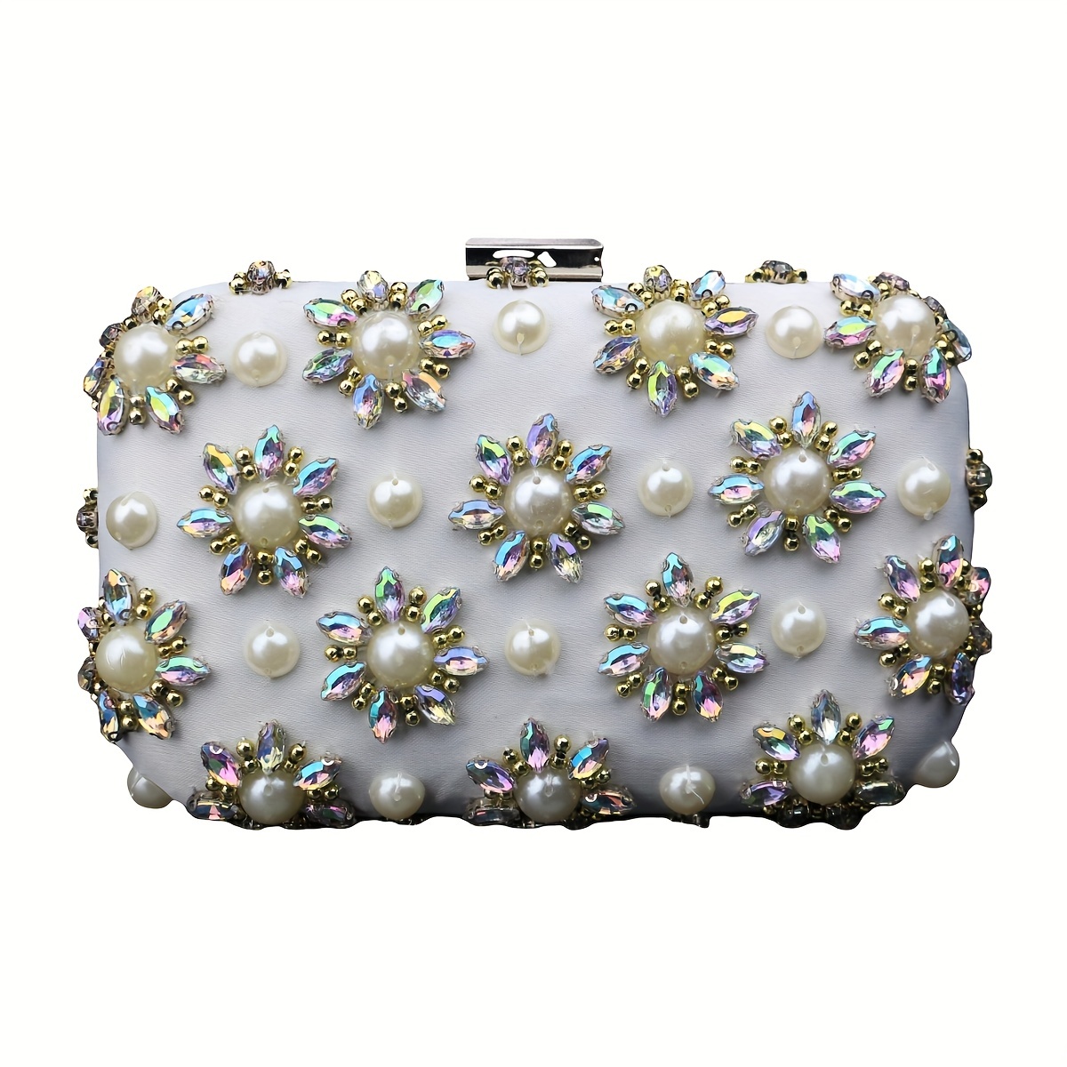 Rhinestone Luxury Clutch Bag, Flower Pattern Evening Shoulder Bag With  Chain For Party & Dinner - Temu