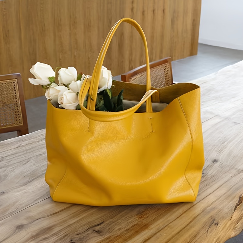 

Trendy Large Capacity Tote Bag, All-match Simple Solid Color Shoulder Bag, Perfect Casual Underarm Bag For Commuting