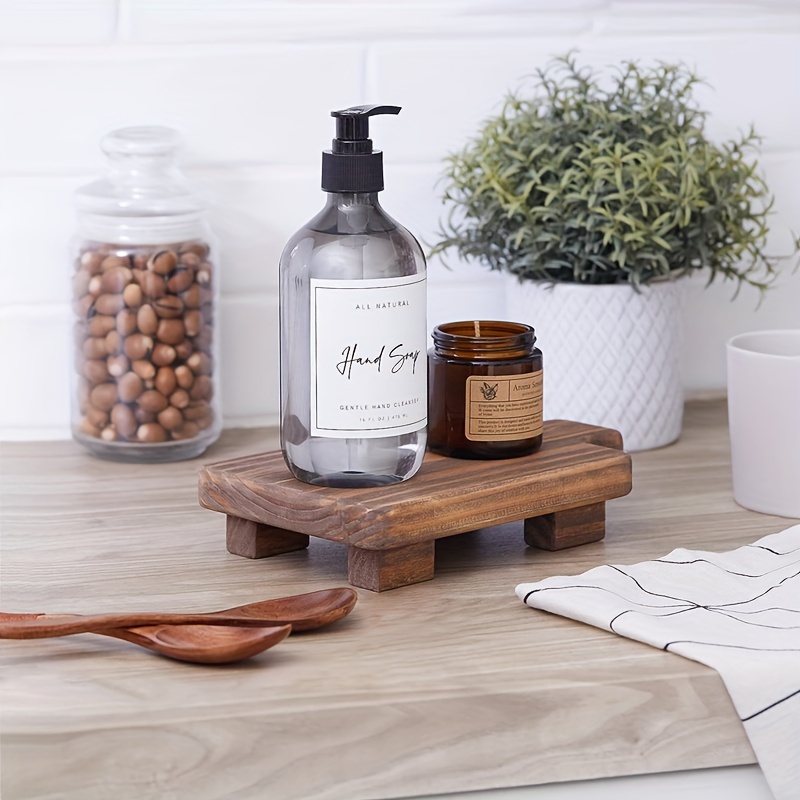 Wooden Bathroom Tray, Soap Stand Wood Risers, Display Rack For