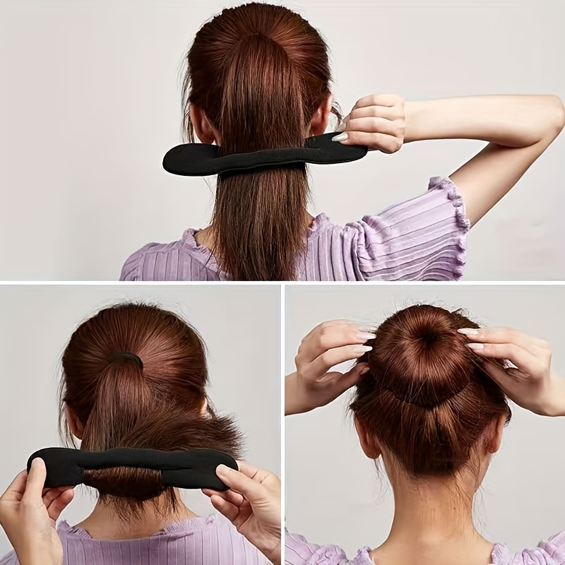 stylish black hair donut ponytail bun maker easy to use twister tie holder for women details 1