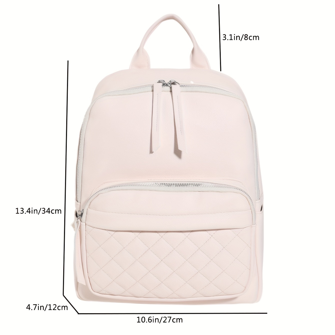 Argyle Quilted Backpack PU Leather Schoolbag Work & Travel
