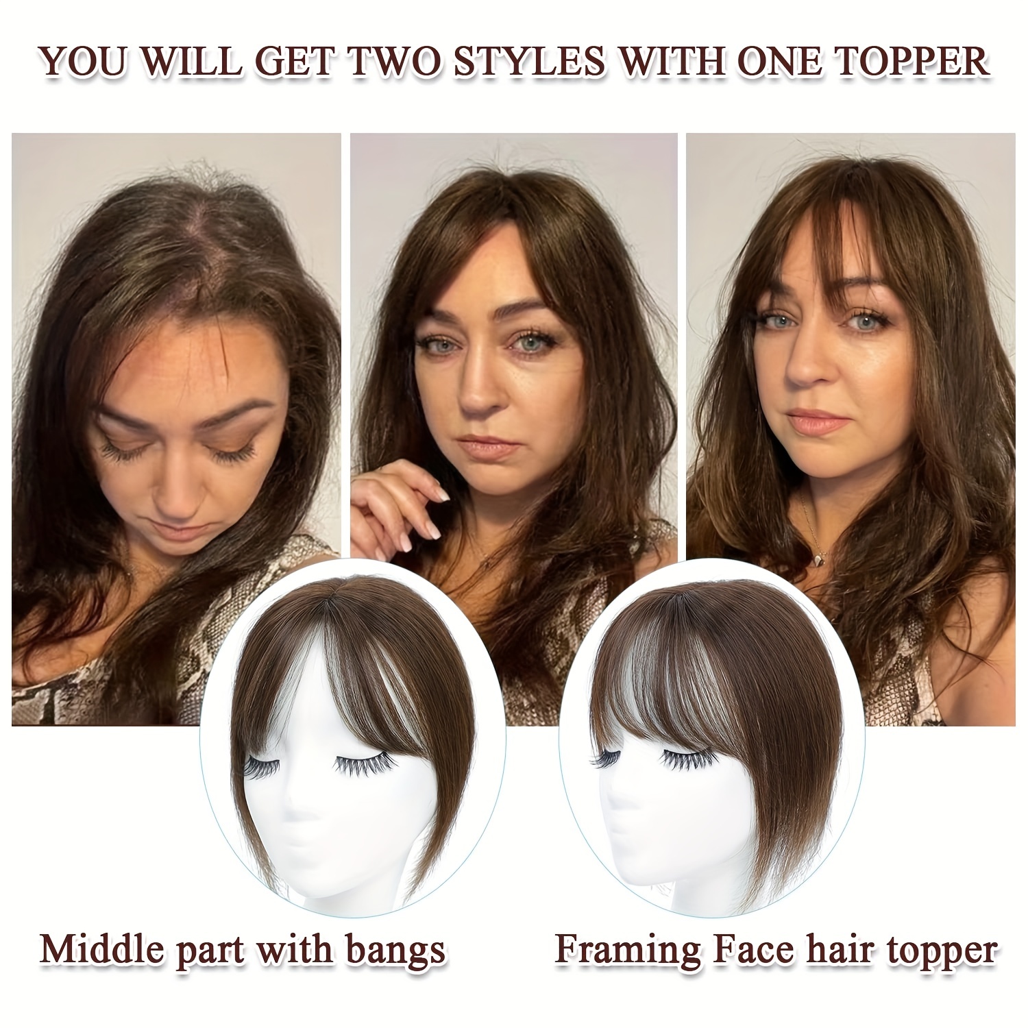 Hair Toppers per donne pezzi di capelli umani veri con - Temu Switzerland