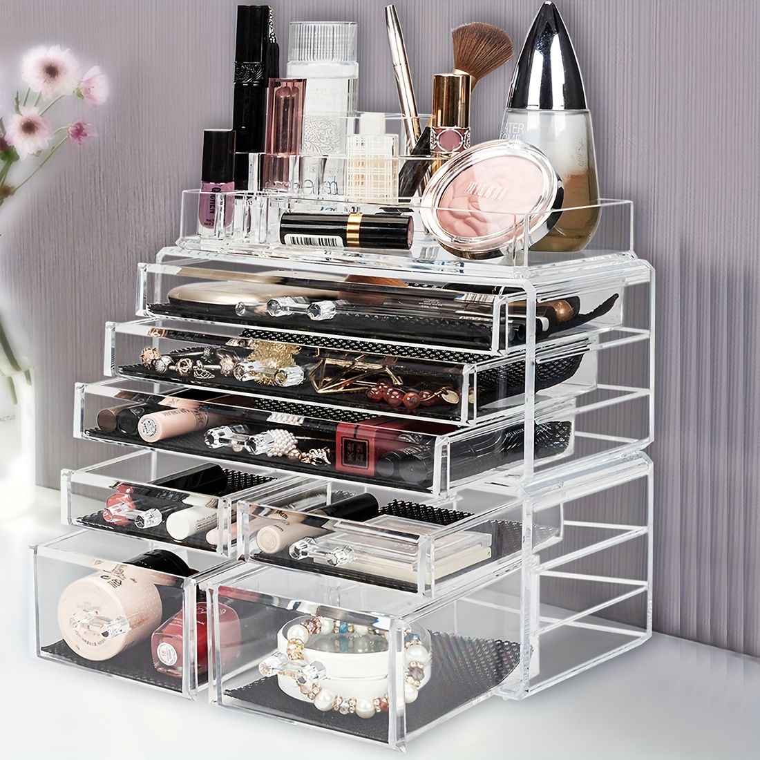 Clear Makeup Organizer Display Stylish Organization And Storage Case With  Large And Small Drawers For Cosmetics Jewelry Hair Accessories Space Saving  Makeup Organizer For Vanity Bathroom | Today's Best Daily Deals | Temu