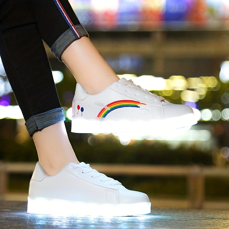 Women's Colorful Luminous Sneakers Round Toe Lace Low top - Temu Canada