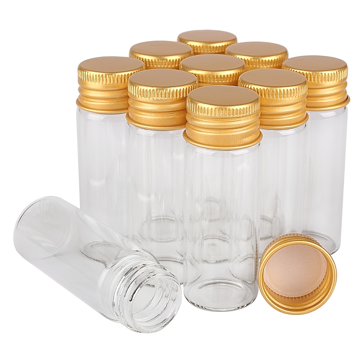 Reusable Clear Glass Bottles With Lids For Liquids, Mini Glass Juice Jars  With , For Potion, Ginger Shots, Oils, With Funnels, Waterproof Stickers  And Brush,, Kitchen Supplies - Temu