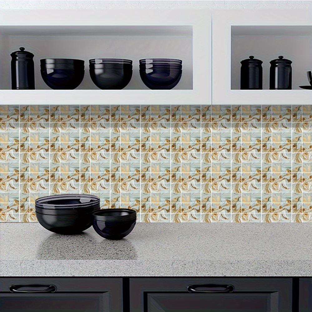 Pegatina autoadhesiva de pared impermeable para cocina, azulejos de espiga,  antisalpicaduras, bricolaje - AliExpress