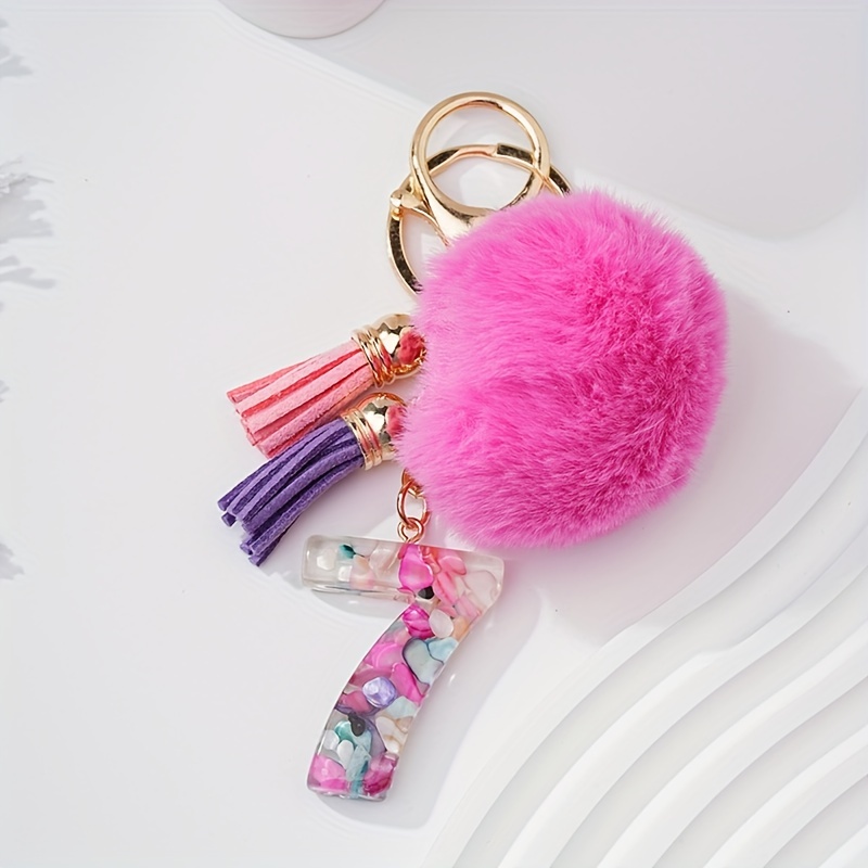 Alphabet Initial Letter Keychain Cute Plush Pom Pom Key - Temu Philippines