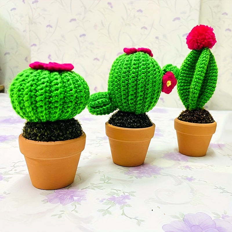 Cute Artificial Potted Plant Handmade Crochet Wool Flowers - Temu