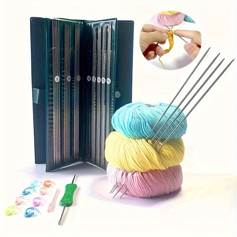 Stainless Steel Straight Knitting Needles Set 11 Sizes - Temu