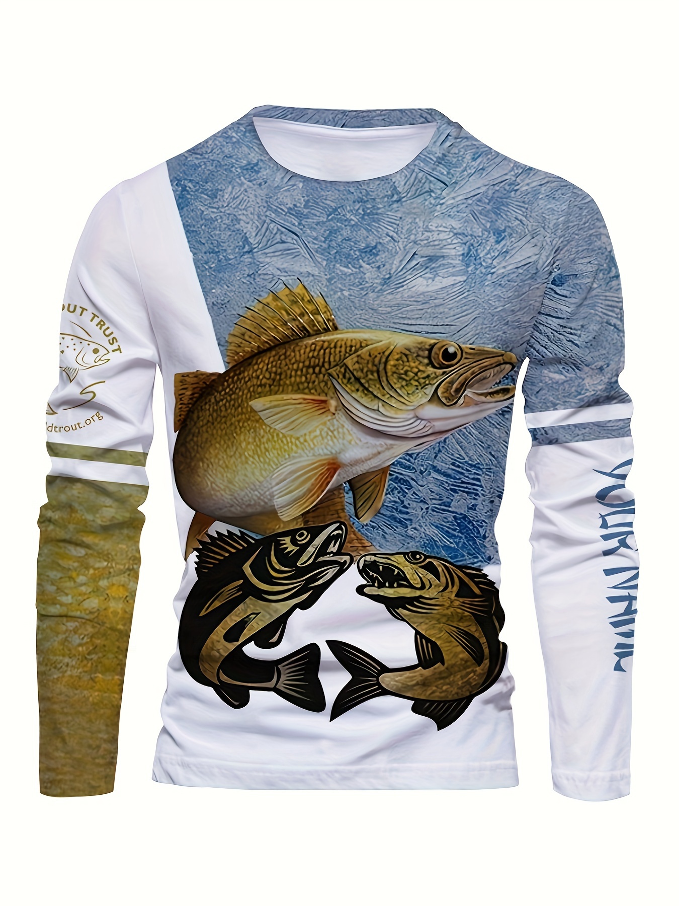 Fish Print Long Sleeve Fishing Shirts & Pants For Men, Novelty Pjs Tops  Pullovers Tops & Trousers Set, Men's Trendy Clothing