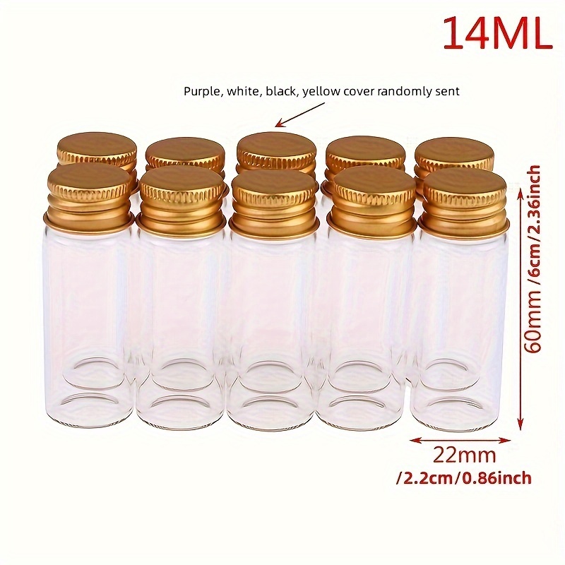 10/20/30/40/50ml Mini Transparent Glass Bottles Aluminium Cap Empty Sample  Jars Storage Vials Liquid Containers Home Decor