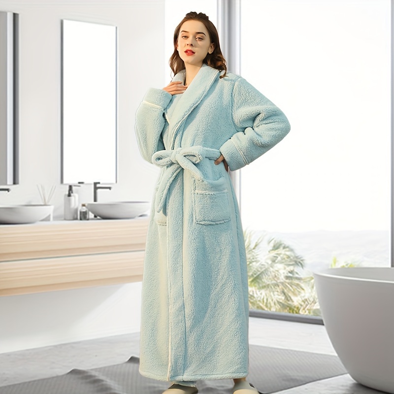 Homgro Women's Long Sleeve Pajamas Bath Robe Long Summer Lightweight Soft  Cool Comfy Winter Sleeping Bathrobe Navy Medium