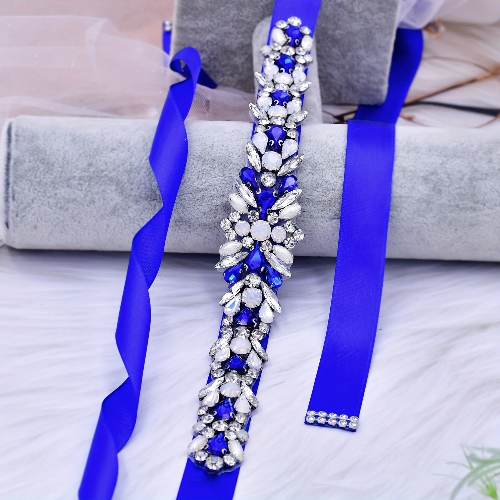 Elegant Sapphire Blue Rhinestone Girdle Punk Dress Waist - Temu