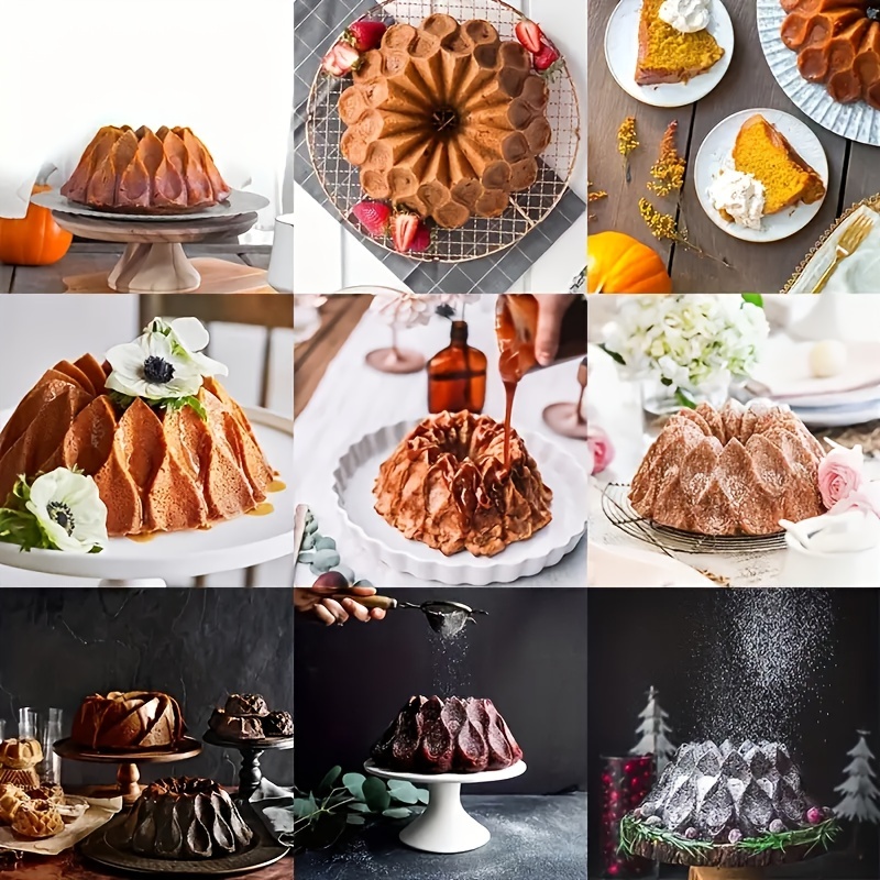 1pc, Bundt Cake Pan (12.12''), Silicone Baking Cake Mold, Fluted Tube Cake  Mold, Flower Shaped Baking Pan, Oven Accessories, Baking Tools, Kitchen Gad