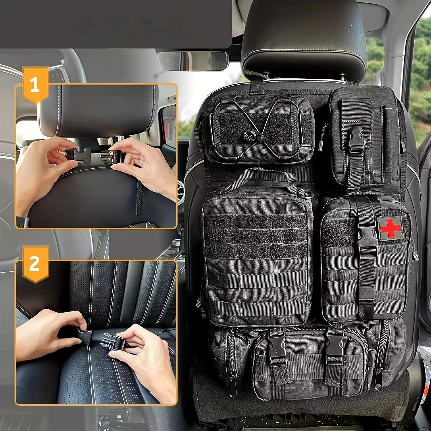 Car Seat Back Storage Rack Molle Tactical Storage Bag - Temu