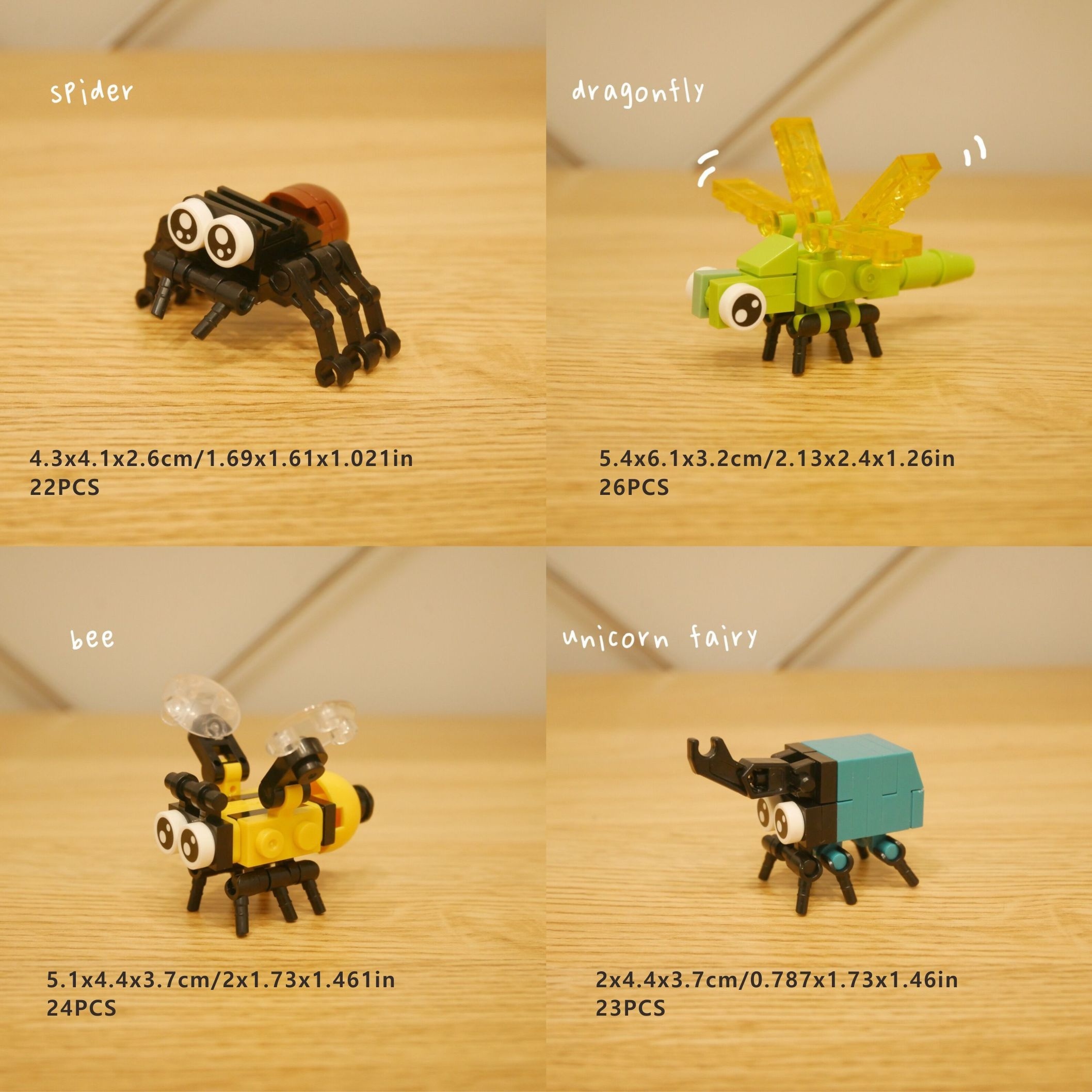 10ピース/セット 昆虫ビルディングブロック、簡単に組み立て