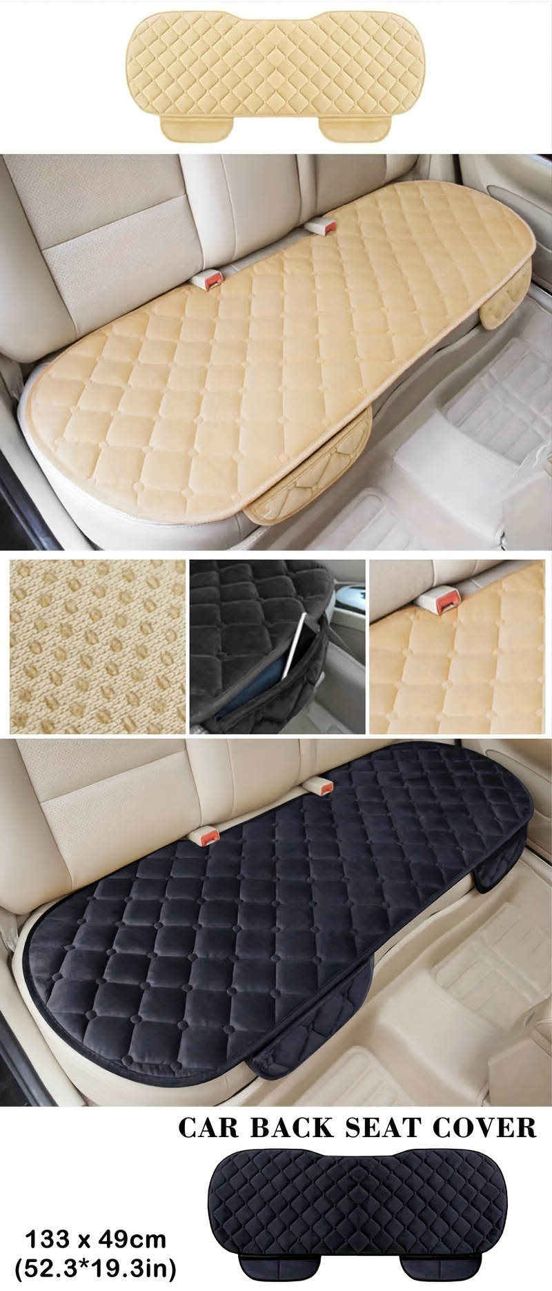 Car Back Seat Cover Plush Material Rear Back Row Protector - Temu