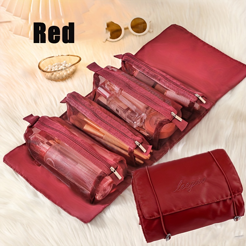 MAANGE Travel Makeup Bag - Large Makeup Bag with 2pcs Small Makeup Bag  Portable Leather Cosmetic Bag Toiletry Bag Make Up Bags for Women and Girls