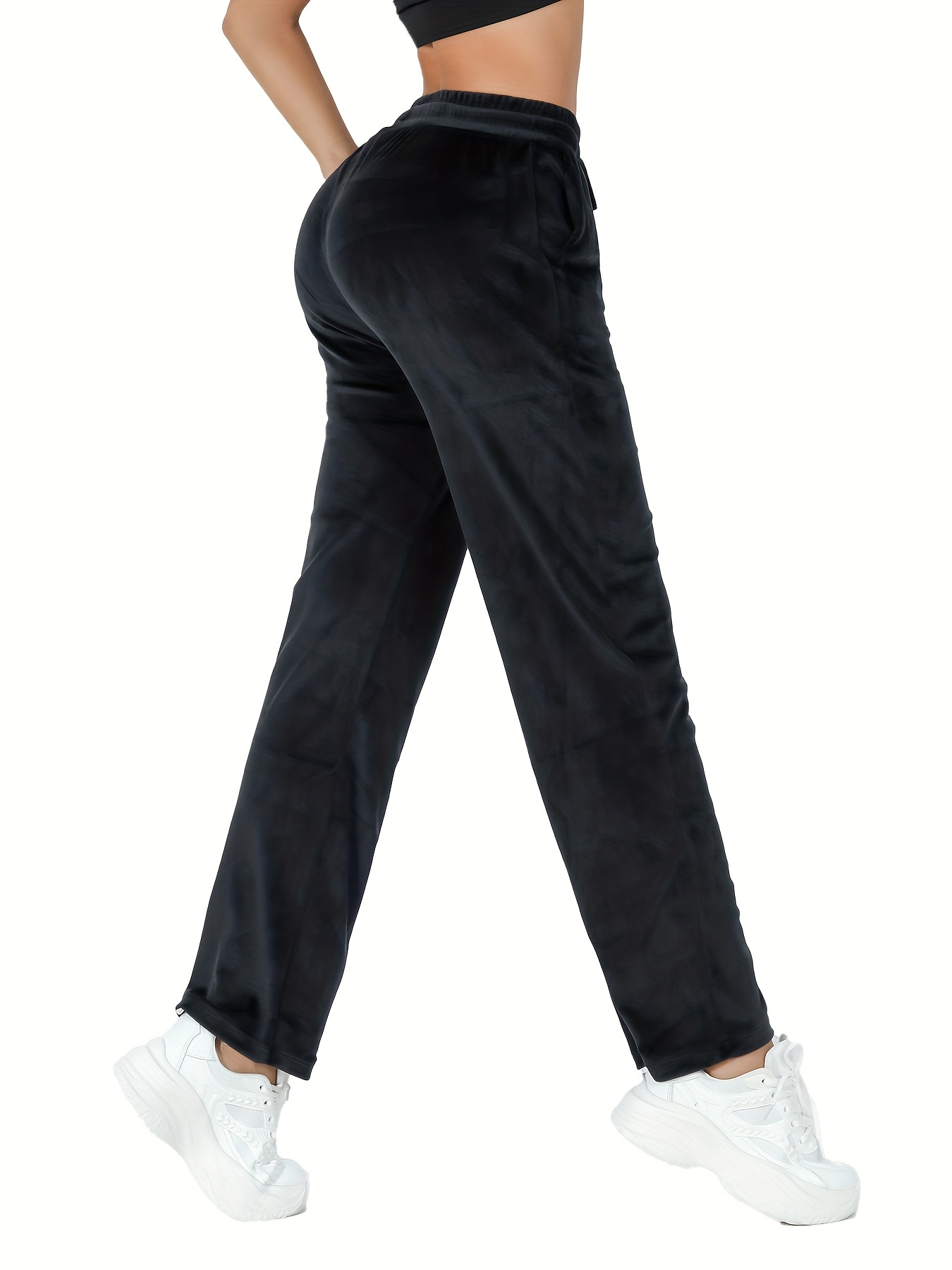 Comprar Pantalones de mujer Moda deportiva Color sólido Bolsillo con cordón  Pantalones de chándal casuales Pantalones