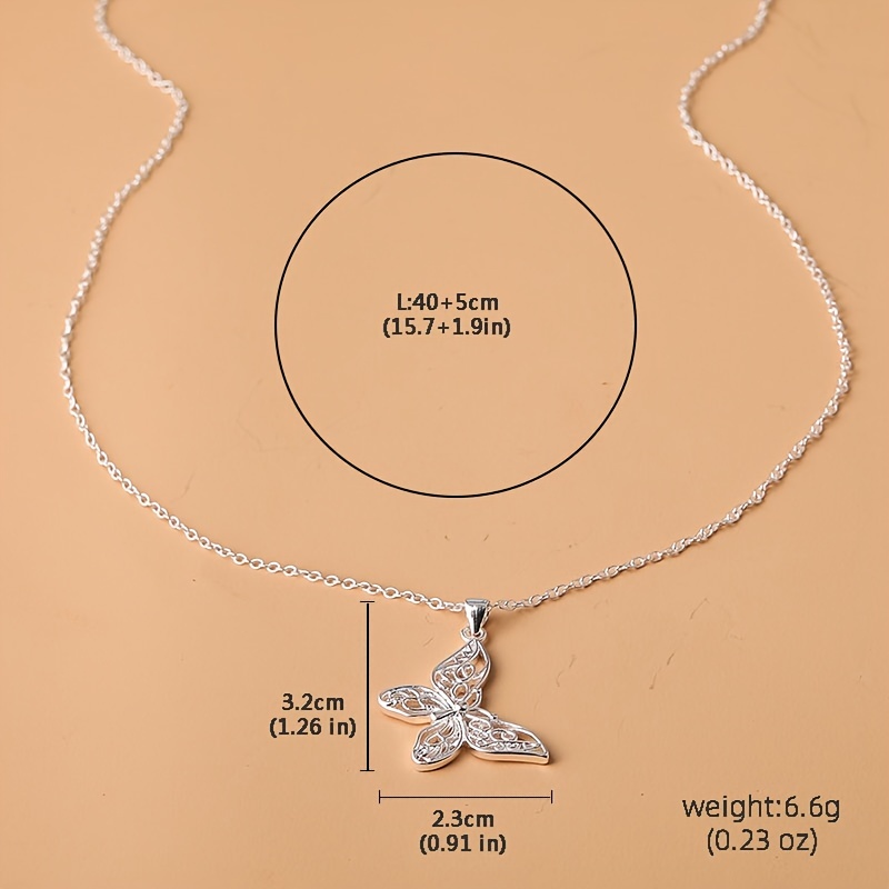 Mini Hollow Out Butterfly Pendant Thin Chain - Temu