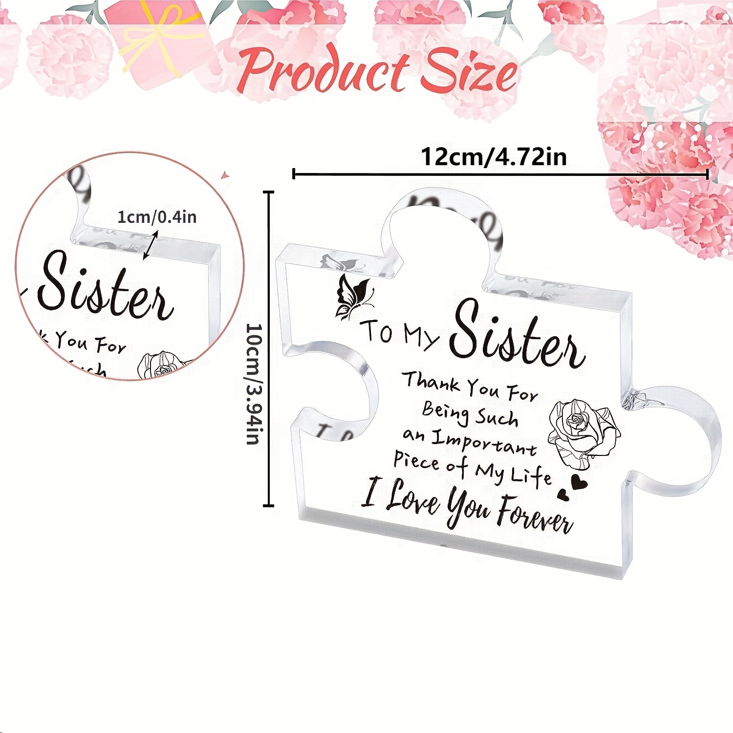 Funnli Sister Gifts from Sister Acrylic Puzzle Plaque - Sister Birthday  Gift Ide