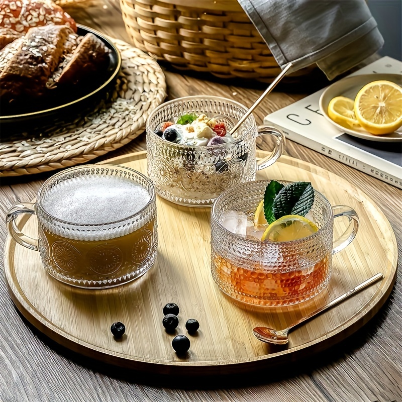 Sunflower Glass Cups With Handle Clear Glass Water Cups - Temu