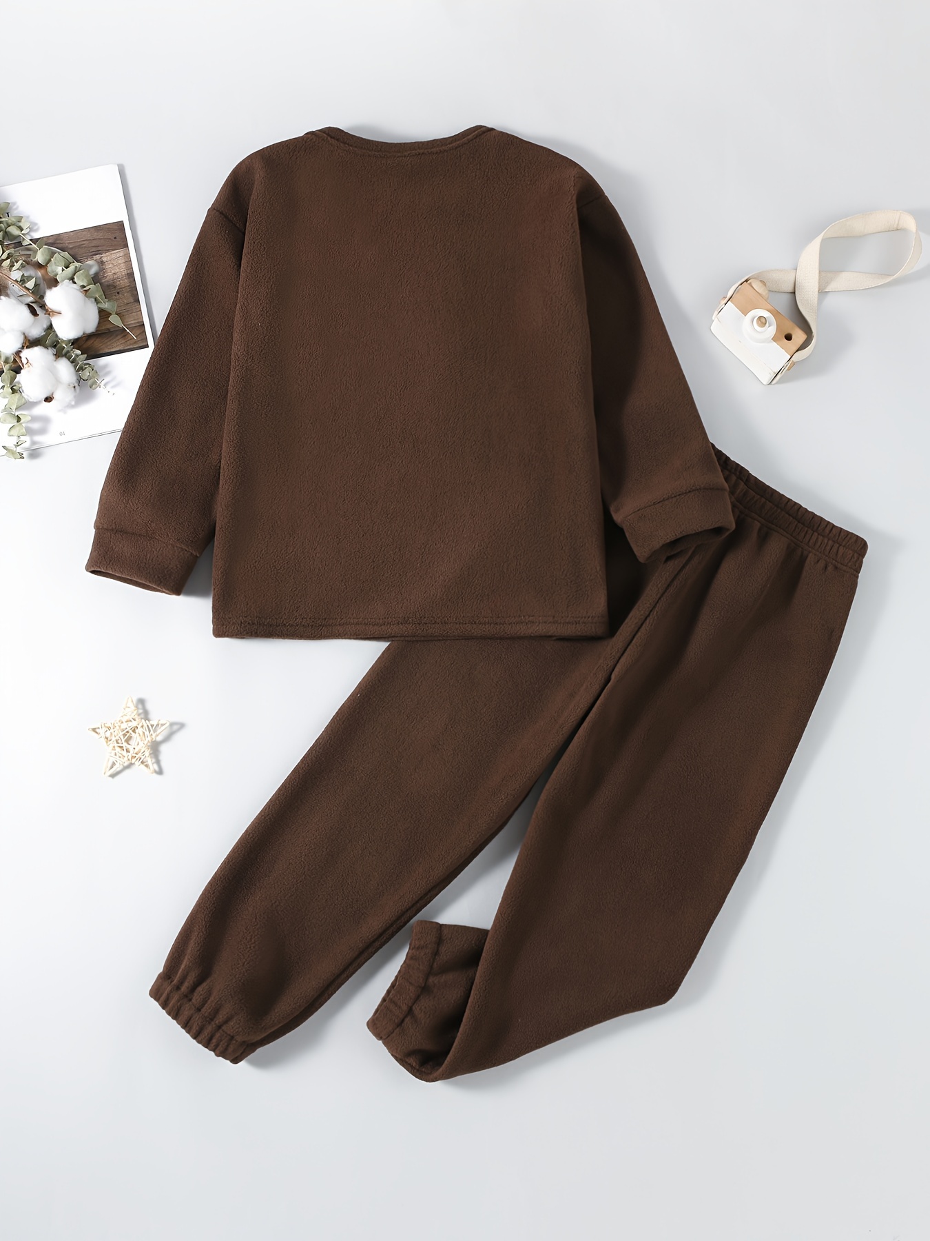 toddler boys piece fleece warm solid color chest pocket Temu