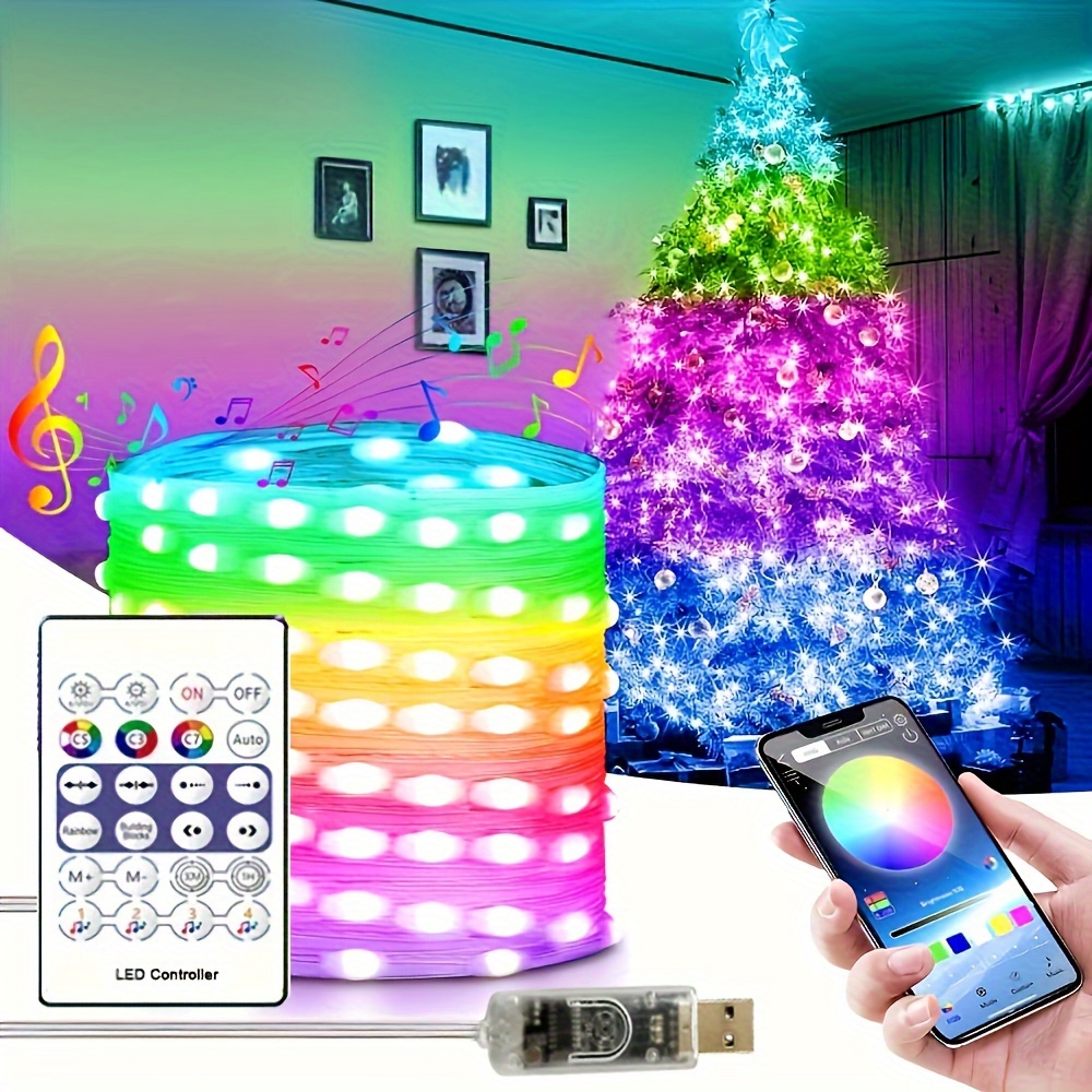 Led Smart Christmas Holiday String Lights, 100 Led Usb Flashing Fairy Lights,  Timer 24 Keys Remote Control, Music Sync Multicolor Flashing, For Home  Wedding, Party Christmas Decoration, Outdoor And Indoor - Temu