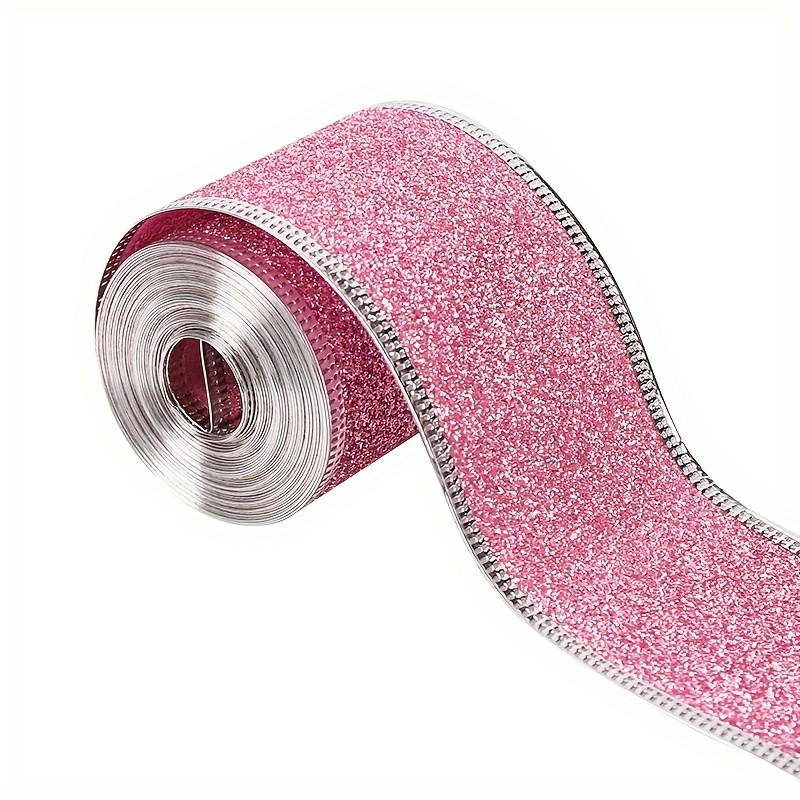 1.5 inch Wired Glitter Rose Gold Ribbon - Wired Ribbon - 10 Yards