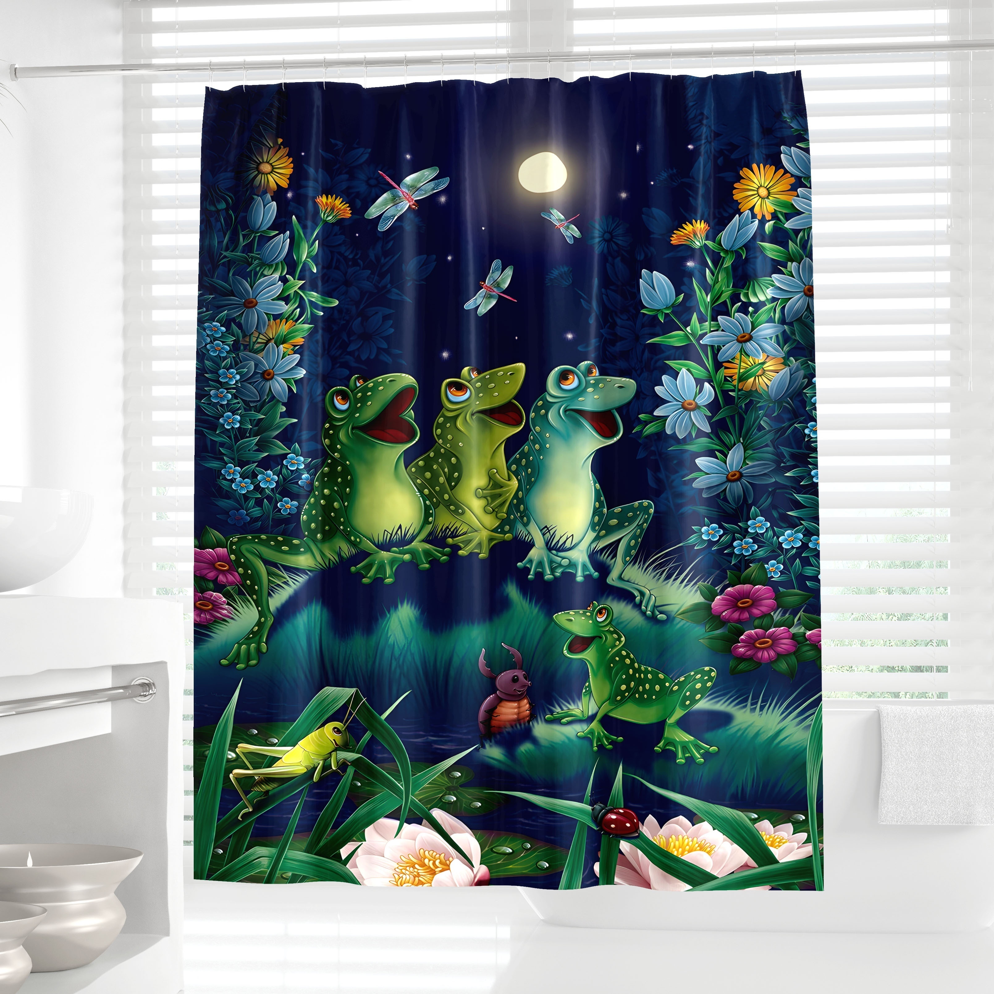 Waterproof Frog Pattern Shower Curtain 12 Hooks Mildew proof - Temu  Australia