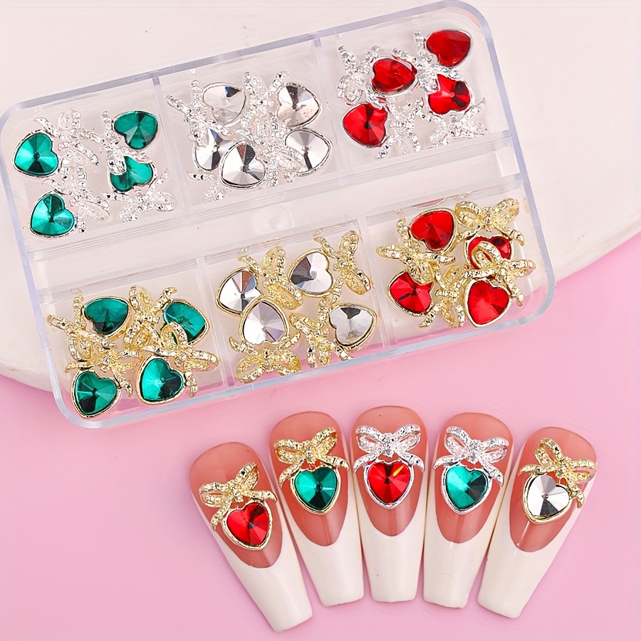  50Pcs Valentine Heart Bow Nail Rhinestone Charms, Gorvalin Nail  Rhinestone Heart Nail Diamond Crystal Bow Nail Charms for Valentine's Day  Holiday Nail Decoration and DIY Craft : Everything Else