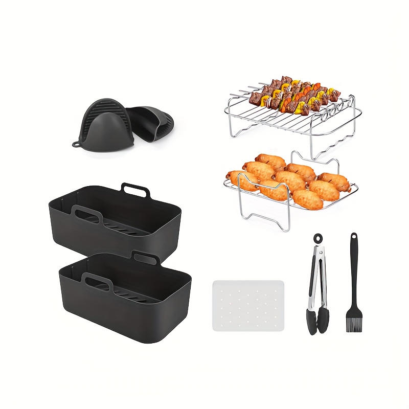 Dual Air Fryer Accessories Foldable Silicone Liners For - Temu