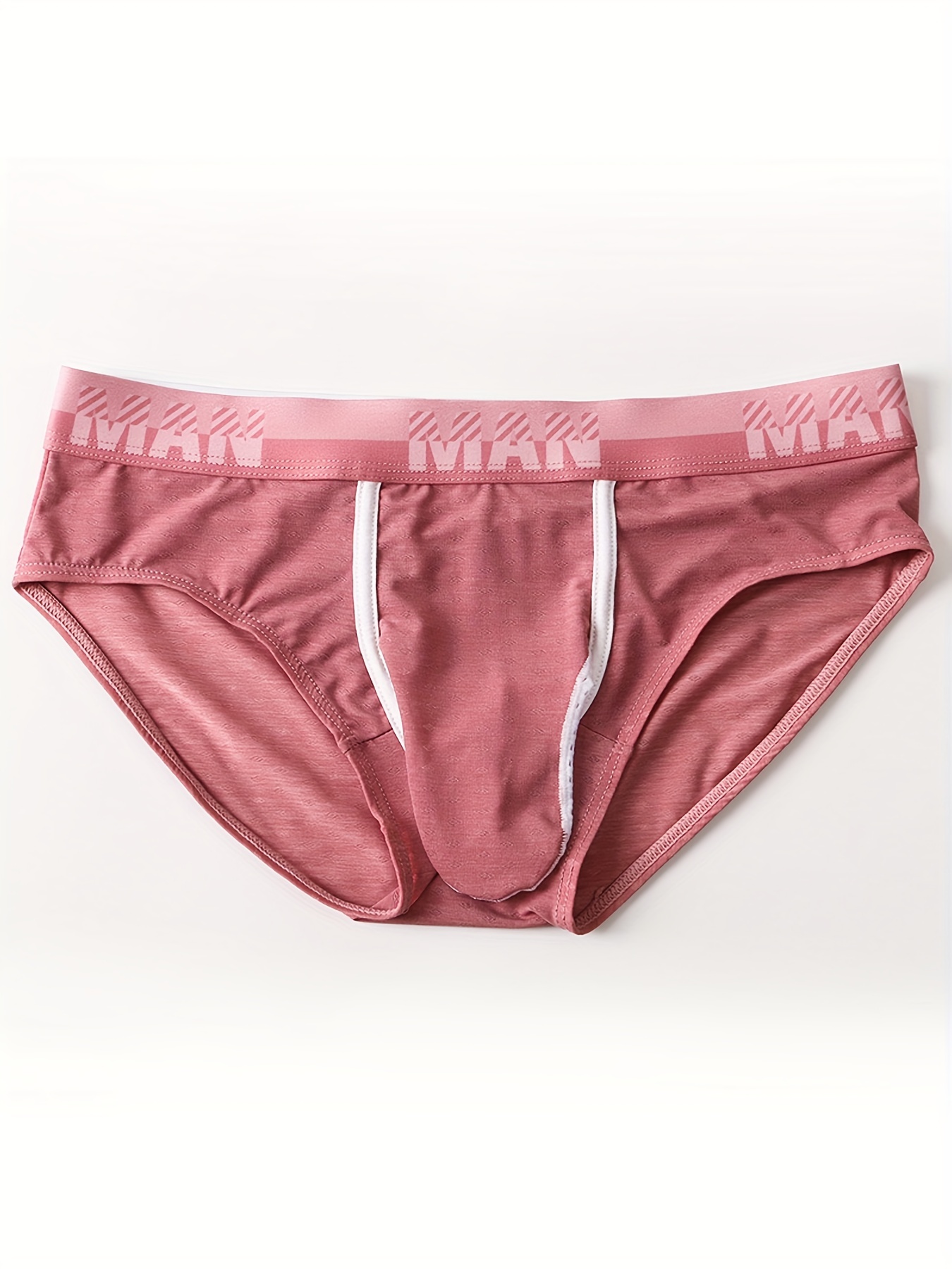 Men Briefs Low Waist underpant Solid Color Underwear Mesh