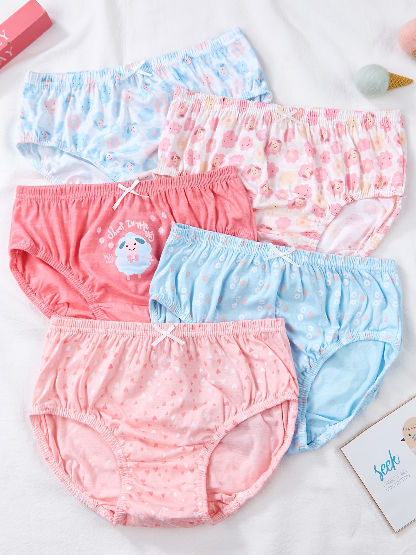 5PCS Girls Underwear Set, Soft Cotton Briefs Comfortable Panties for Teens  Girls Little Big Girls